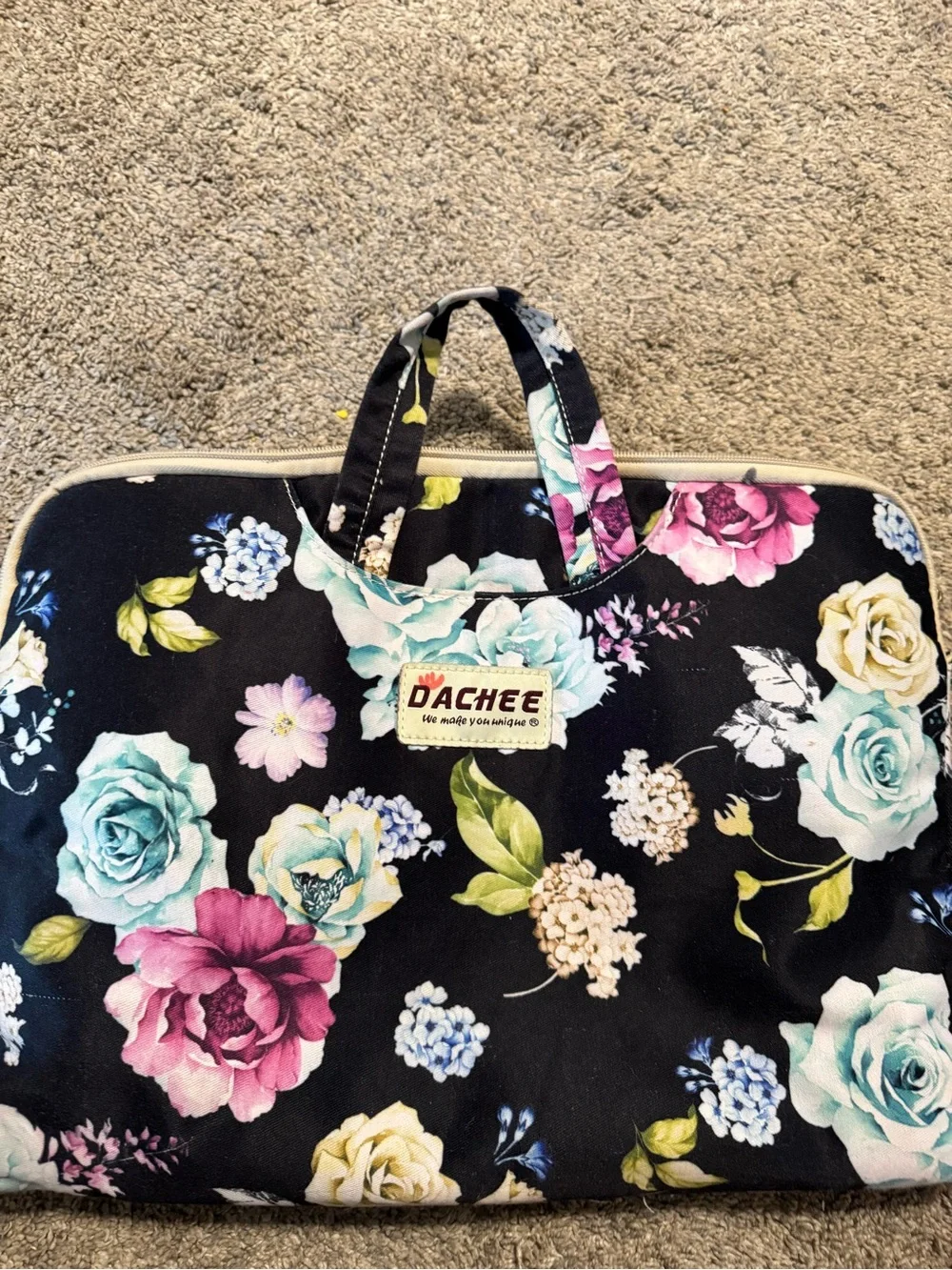 Black Floral Laptop Bag for Women